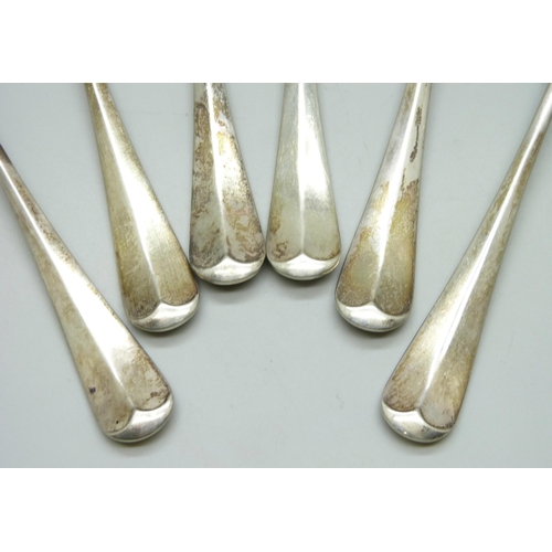 7291 - A set of six silver table forks, Atkin Brothers, Sheffield 1931, 430g