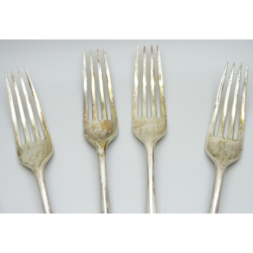 7291 - A set of six silver table forks, Atkin Brothers, Sheffield 1931, 430g