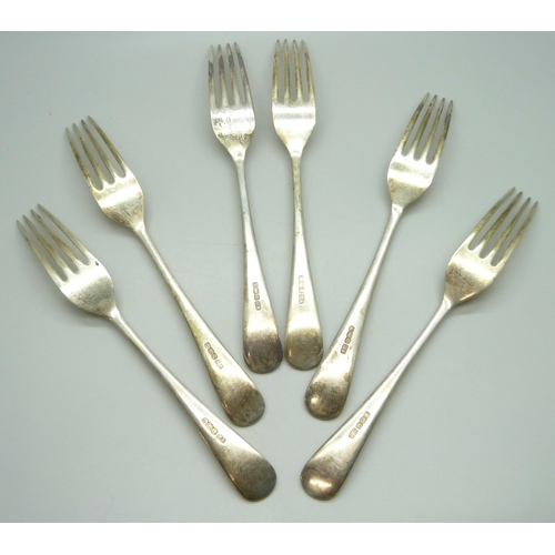 7291 - A set of six silver table forks, Atkin Brothers, Sheffield 1931, 430g