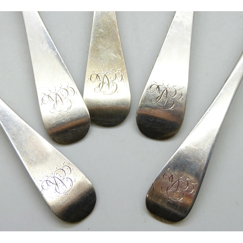 7300 - A set of silver teaspoons, James Barber, George Cattle II and William North, York 1827, 98g