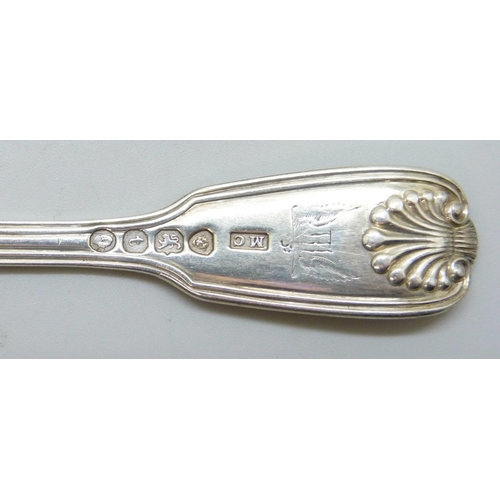 7301 - A collection of four London silver spoons - Mary Chawner 1834, James Wakely and Frank Clarke Wheeler... 