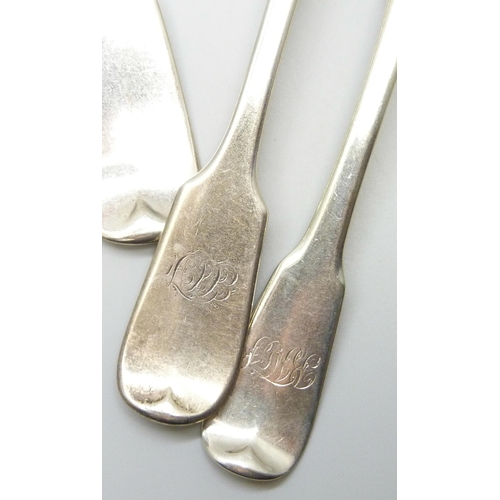 7305 - Nine silver forks including Georgian examples, 540g