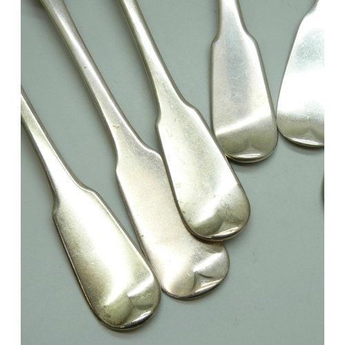 7305 - Nine silver forks including Georgian examples, 540g