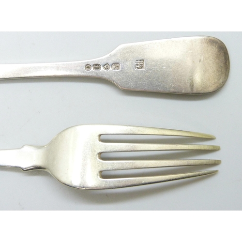 7305 - Nine silver forks including Georgian examples, 540g