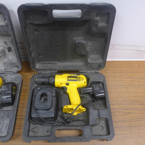 5001 - Two DeWalt DW954 cordless drills - both cased with battery and charger