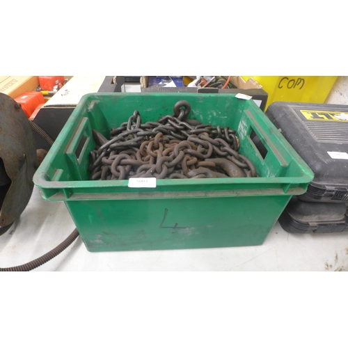 5003 - A box of heavy duty steel chains and hooks