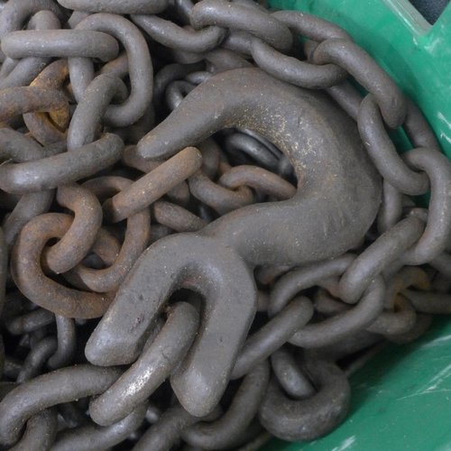 5003 - A box of heavy duty steel chains and hooks