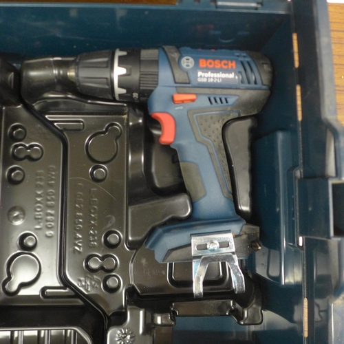 5011 - 3 cased tools including a Bosch GSB 18-2-Li cordless drill, no battery or charger, unused, a Hitachi... 