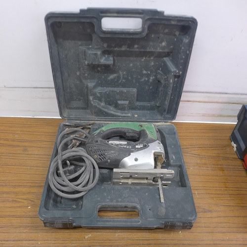 5011 - 3 cased tools including a Bosch GSB 18-2-Li cordless drill, no battery or charger, unused, a Hitachi... 