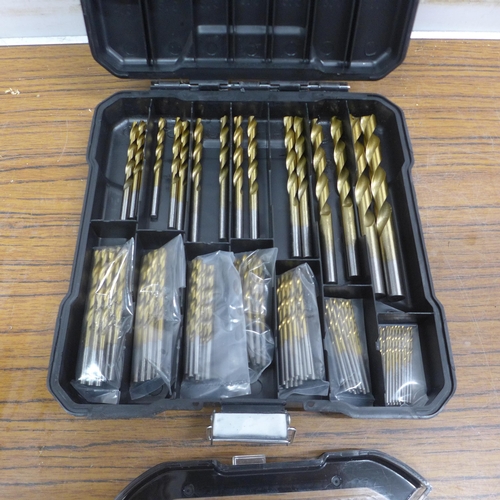 5023 - A 50 piece twist drill set plus a 6 piece step drill set, unused