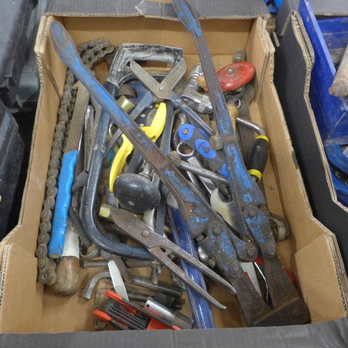 5042 - A large quantity of assorted hand tools including chisels, G-clamps, spring clamps, spanners, bolt c... 