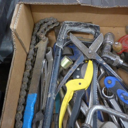 5042 - A large quantity of assorted hand tools including chisels, G-clamps, spring clamps, spanners, bolt c... 