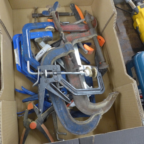 5042 - A large quantity of assorted hand tools including chisels, G-clamps, spring clamps, spanners, bolt c... 