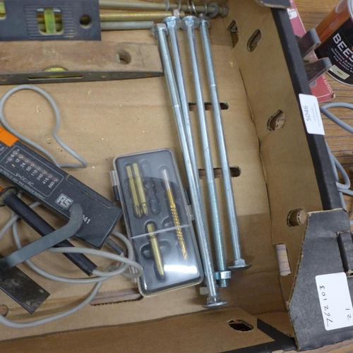 5046 - A quantity of assorted tools and other items including two boxed 5 lever high security mortice locks... 