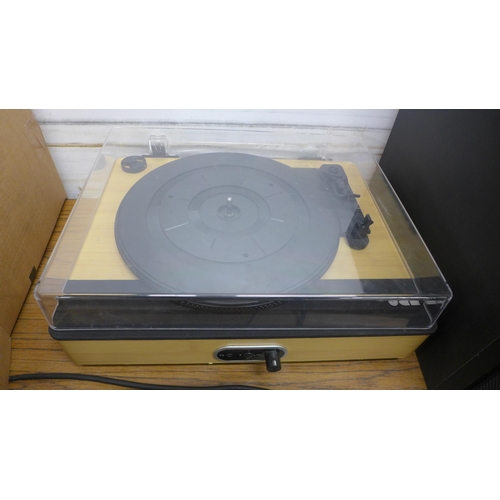 5105 - Two Jam turntable record players, a Sony soundbar and a Sony subwoofer speaker