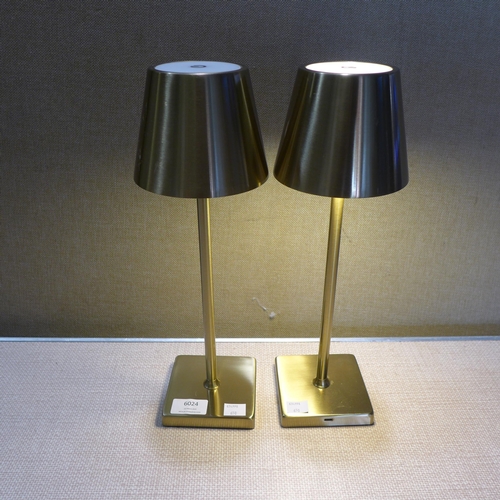 6024 - Two gold Mikasa LED touch lamps (353-650) *This lot is subject to VAT