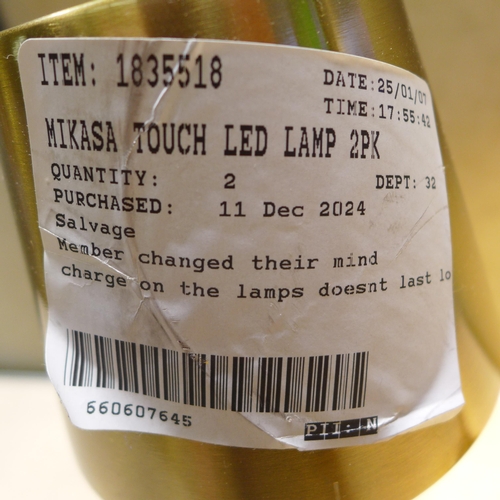 6024 - Two gold Mikasa LED touch lamps (353-650) *This lot is subject to VAT