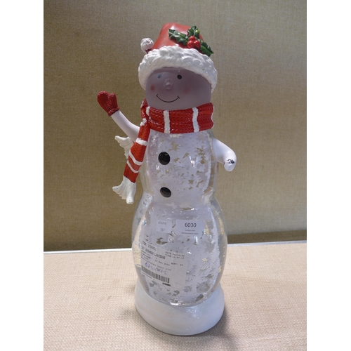 6030 - Snowman spinning lantern and an LED present figurine (damaged)  (353-285) *This lot is subject to VA... 