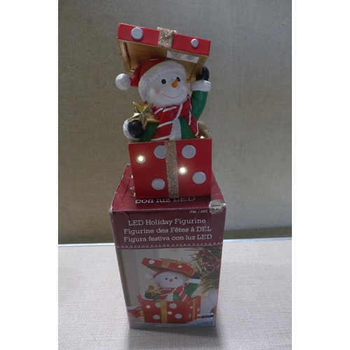 6030 - Snowman spinning lantern and an LED present figurine (damaged)  (353-285) *This lot is subject to VA... 