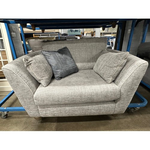 3103 - A grey woven upholstered three seater sofa and love seat