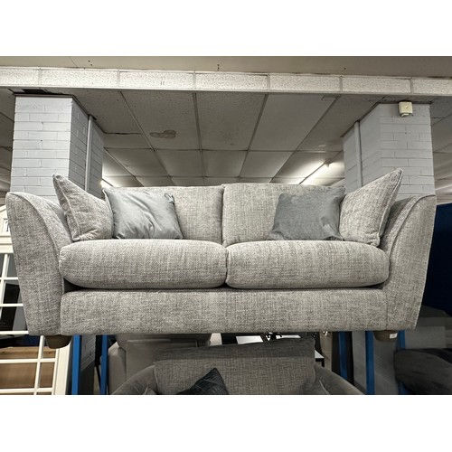 3103 - A grey woven upholstered three seater sofa and love seat