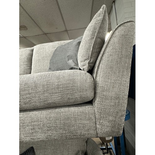 3103 - A grey woven upholstered three seater sofa and love seat