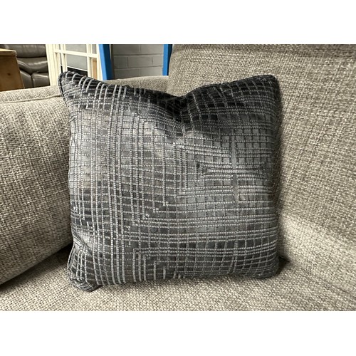 3103 - A grey woven upholstered three seater sofa and love seat