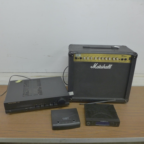 5103B - A Harman/Kardon amp a Marshall MG-30DFX guitar AMP a KAM KWM1932 V2 UHF wireless system and a KAM KW... 