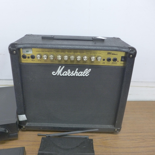 5103B - A Harman/Kardon amp a Marshall MG-30DFX guitar AMP a KAM KWM1932 V2 UHF wireless system and a KAM KW... 