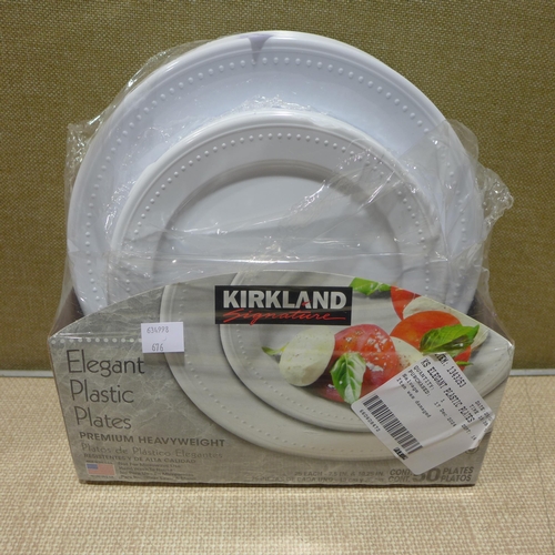 6193 - Bamboo Lazy Susan with porcelain dishes and Kirkland Signature plastic plates set  (353-304,676) *Th... 