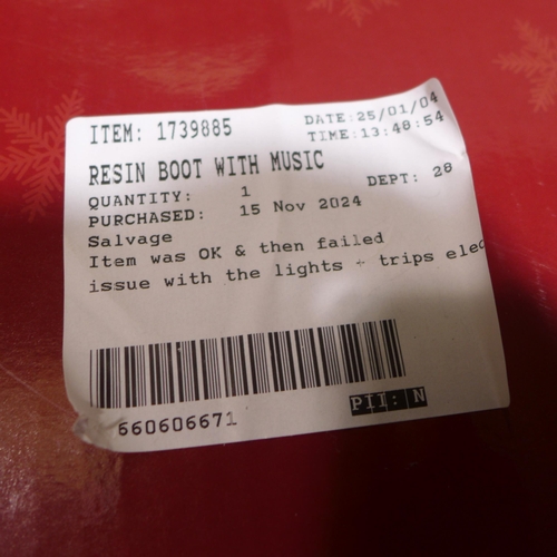 6197 - Resin boot with music and LED lights  (353-545) *This lot is subject to VAT