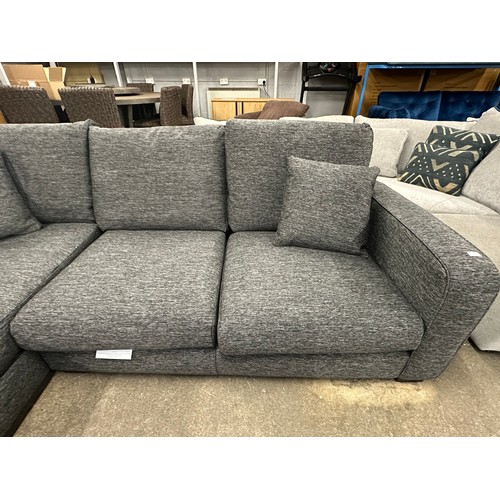 3207 - A dark grey static upholstered corner chaise sofa