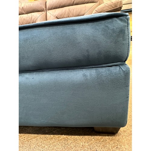 3219 - A large dark blue velvet storage footstool (damaged)