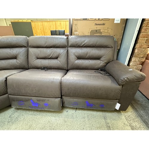 3265 - Justin brown sectional electric reclining corner sofa with cup holders and storage, original RRP £15... 