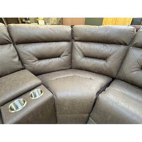 3265 - Justin brown sectional electric reclining corner sofa with cup holders and storage, original RRP £15... 