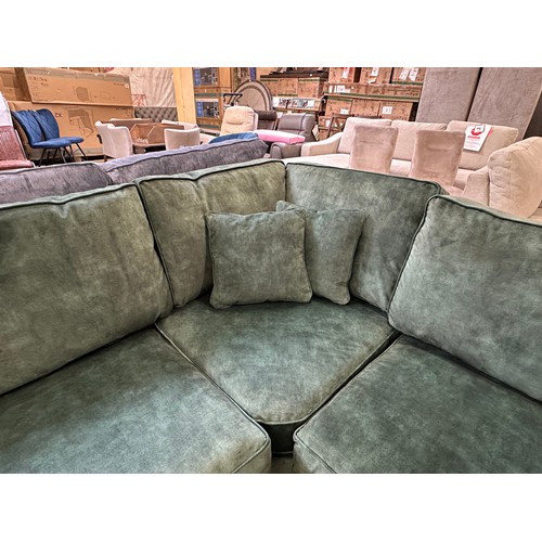 3274 - A forest green velvet corner sofa