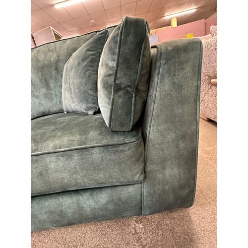 3274 - A forest green velvet corner sofa