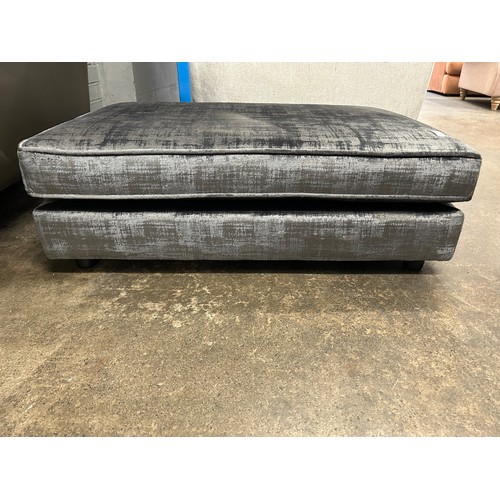 3256 - A grey patterned velvet low footstool