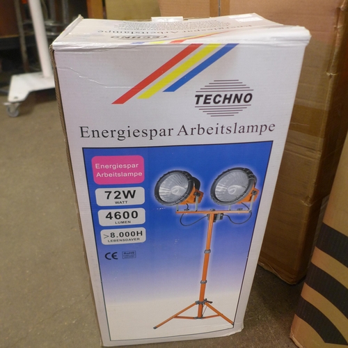 5328A - A boxed sample Techno 72w 4600 lumen double headed worklight with tripod stand *This lot is subject ... 