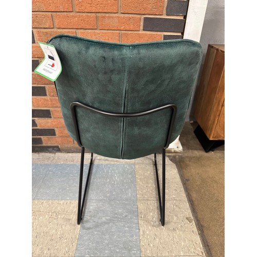 3006 - A set of six harlequin green/mustard velvet dining chairs  *This lot is subject to VAT