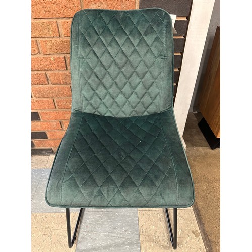 3006 - A set of six harlequin green/mustard velvet dining chairs  *This lot is subject to VAT