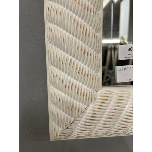 3071 - A white textured frame mirror