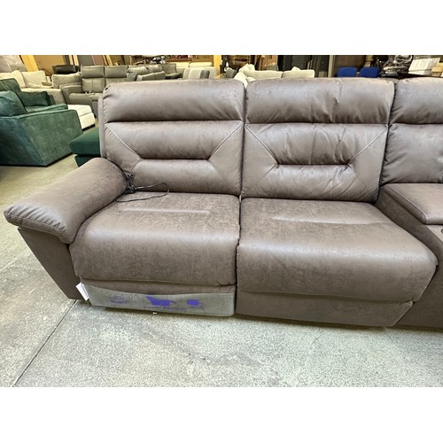 3180 - Justin brown sectional electric reclining corner sofa with cup holders and storage, original RRP £15... 