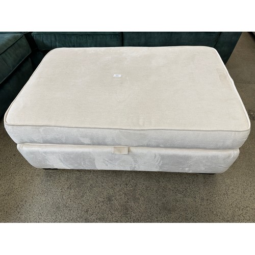 3303 - An ivory upholstered storage footstool (damaged)