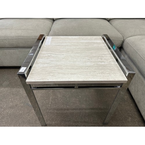 3154 - A white lamp table with silver legs