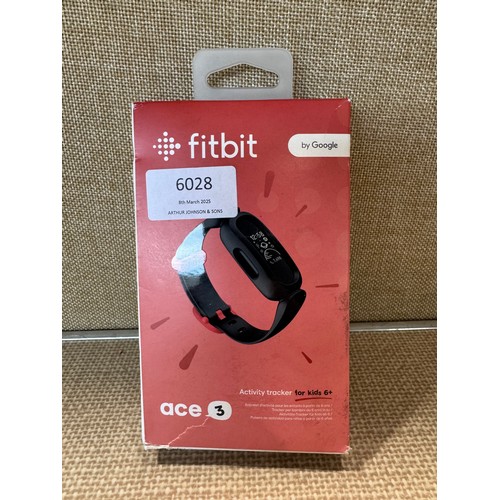 6028 - Fitbit Ace 3 activity tracker for kids with black and red wristband *This lot is subject to VAT