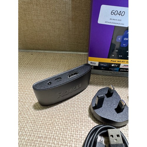 6040 - Roku 4K Wi-Fi streaming stick *This lot is subject to VAT