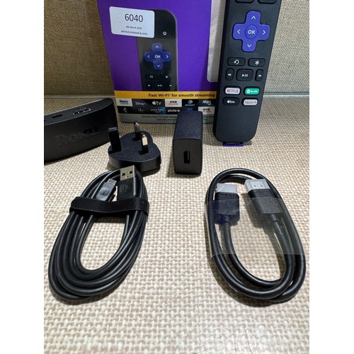 6040 - Roku 4K Wi-Fi streaming stick *This lot is subject to VAT