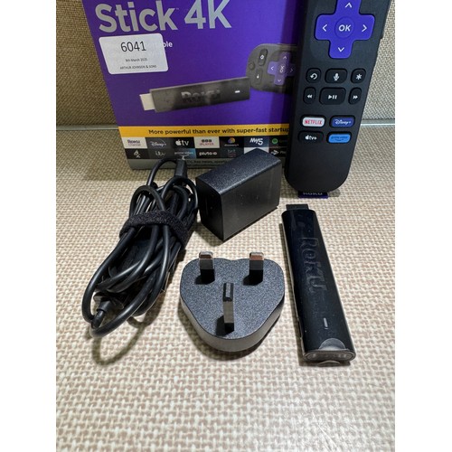 6041 - Roku 4K Wi-Fi streaming stick *This lot is subject to VAT