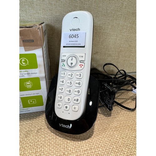 6045 - VTech white twin handset cordless phone system, model no: cs1501 *This lot is subject to VAT